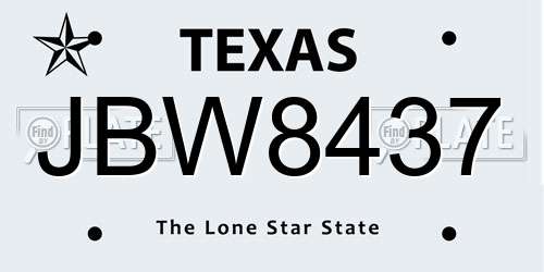 JBW8437 Texas License Plate