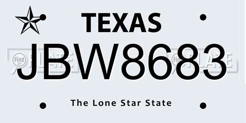 JBW8683 Texas License Plate