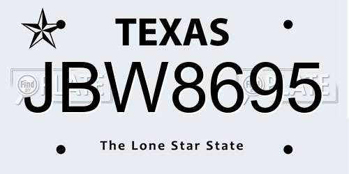 JBW8695 Texas License Plate