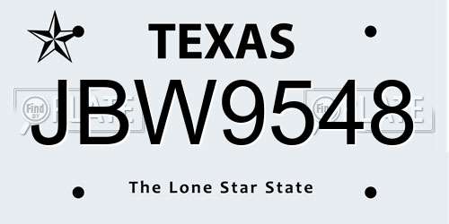 JBW9548 Texas License Plate