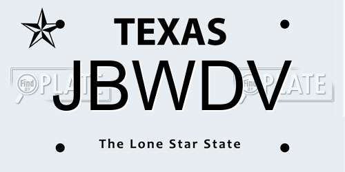 JBWDV Texas License Plate