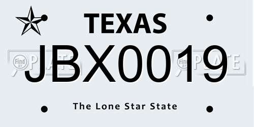 JBX0019 Texas License Plate