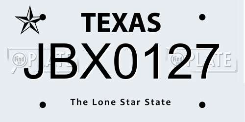 JBX0127 Texas License Plate