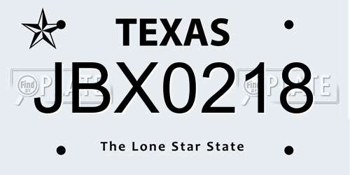 JBX0218 Texas License Plate