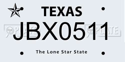 JBX0511 Texas License Plate