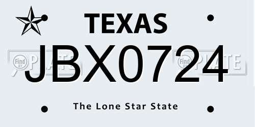 JBX0724 Texas License Plate
