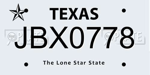 JBX0778 Texas License Plate