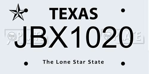 JBX1020 Texas License Plate