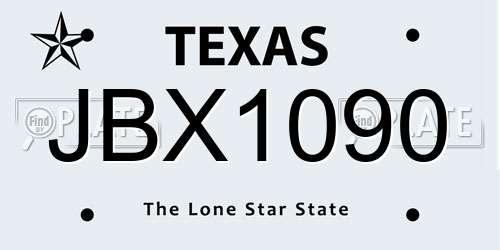 JBX1090 Texas License Plate