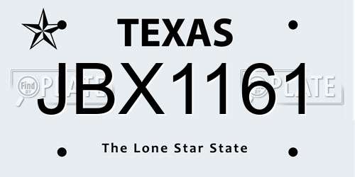 JBX1161 Texas License Plate