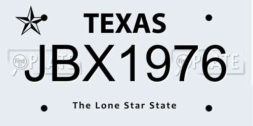 JBX1976 Texas License Plate