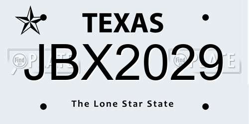 JBX2029 Texas License Plate