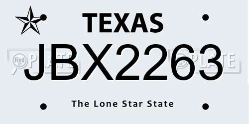 JBX2263 Texas License Plate