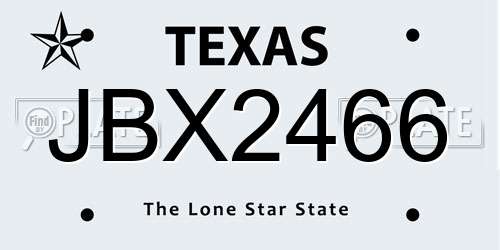 JBX2466 Texas License Plate