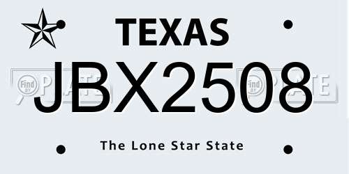 JBX2508 Texas License Plate