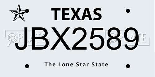JBX2589 Texas License Plate