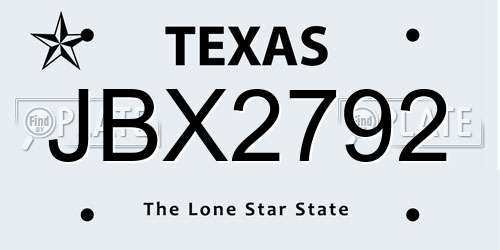 JBX2792 Texas License Plate