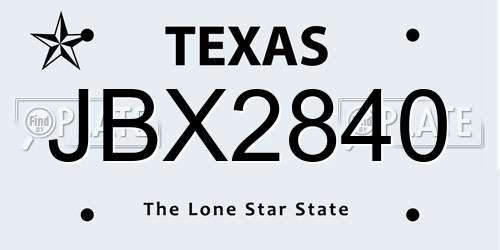 JBX2840 Texas License Plate