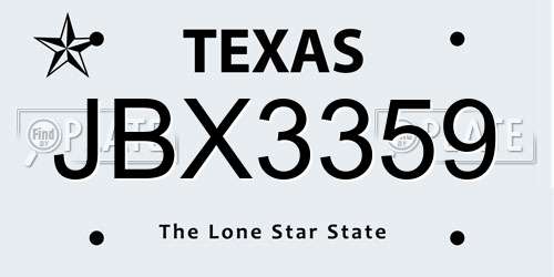 JBX3359 Texas License Plate