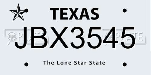 JBX3545 Texas License Plate
