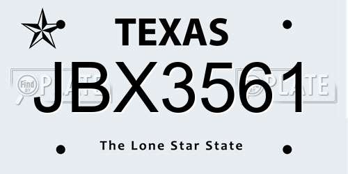 JBX3561 Texas License Plate