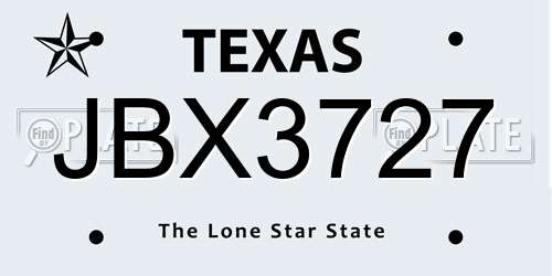 JBX3727 Texas License Plate