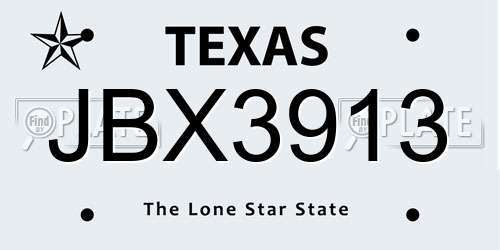 JBX3913 Texas License Plate