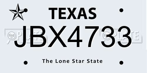 JBX4733 Texas License Plate