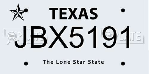 JBX5191 Texas License Plate