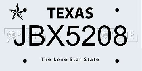 JBX5208 Texas License Plate