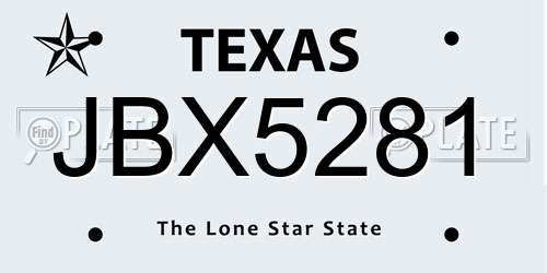 JBX5281 Texas License Plate