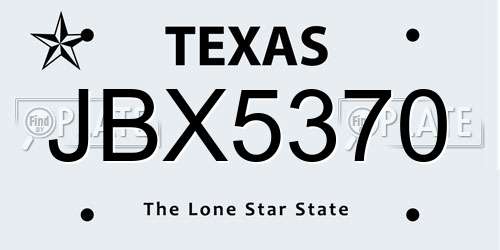 JBX5370 Texas License Plate