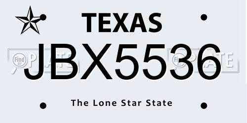 JBX5536 Texas License Plate