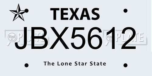 JBX5612 Texas License Plate