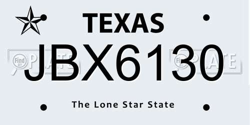 JBX6130 Texas License Plate