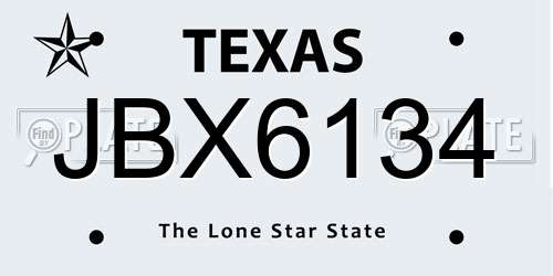 JBX6134 Texas License Plate