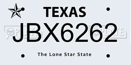 JBX6262 Texas License Plate