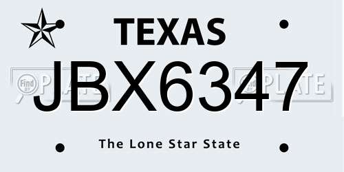 JBX6347 Texas License Plate