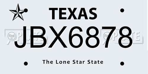 JBX6878 Texas License Plate