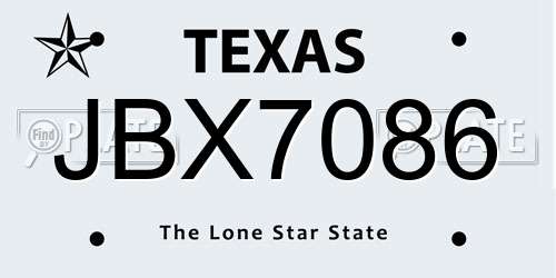 JBX7086 Texas License Plate