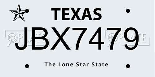 JBX7479 Texas License Plate