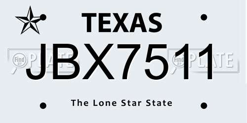 JBX7511 Texas License Plate