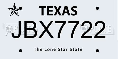 JBX7722 Texas License Plate