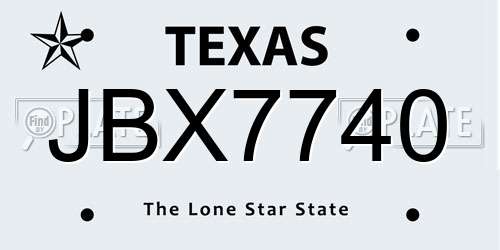 JBX7740 Texas License Plate