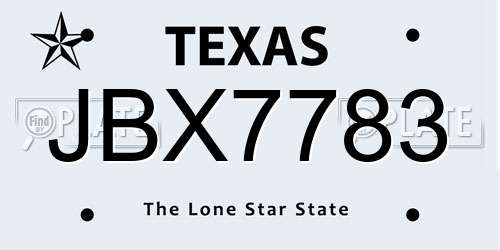 JBX7783 Texas License Plate
