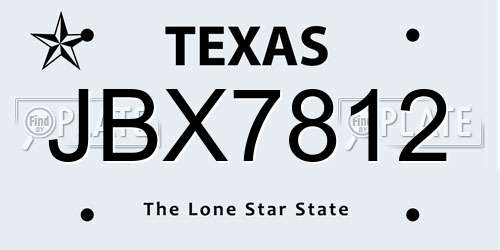 JBX7812 Texas License Plate