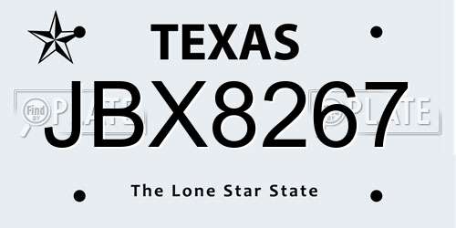 JBX8267 Texas License Plate