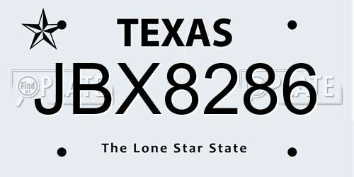 JBX8286 Texas License Plate