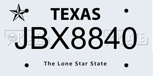 JBX8840 Texas License Plate