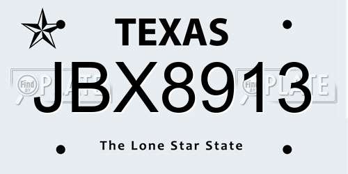 JBX8913 Texas License Plate